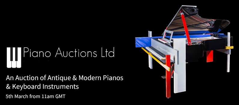 Web Banner for Piano Auctions Europe sale of Antique & Modern Pianos