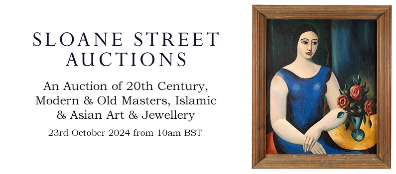 Web Banner for Sloane Street Auctions  sale of Modern and Old masters, Islamic and Asian Art & Jewellery