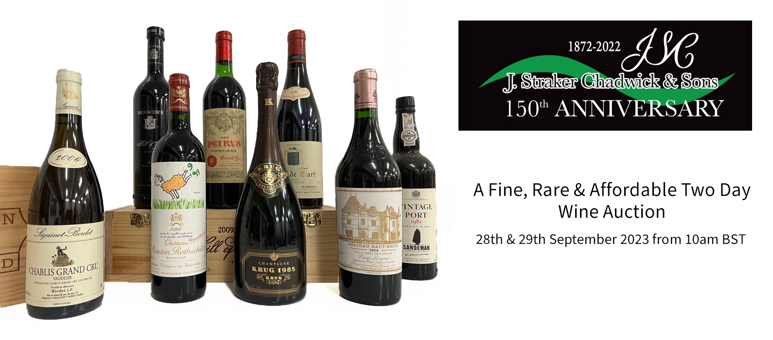 Web Banner for Straker Chadwick Fine Rare and Affordable Wines Two Day Sale