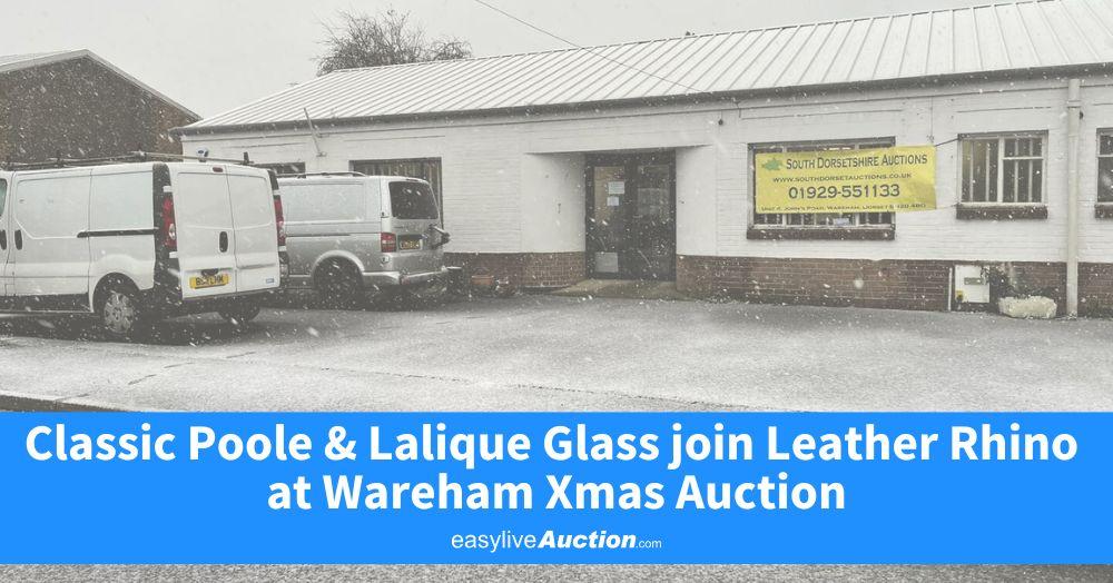 Classic Poole & Lalique Glass join Leather Rhino at Wareham Xmas Auction